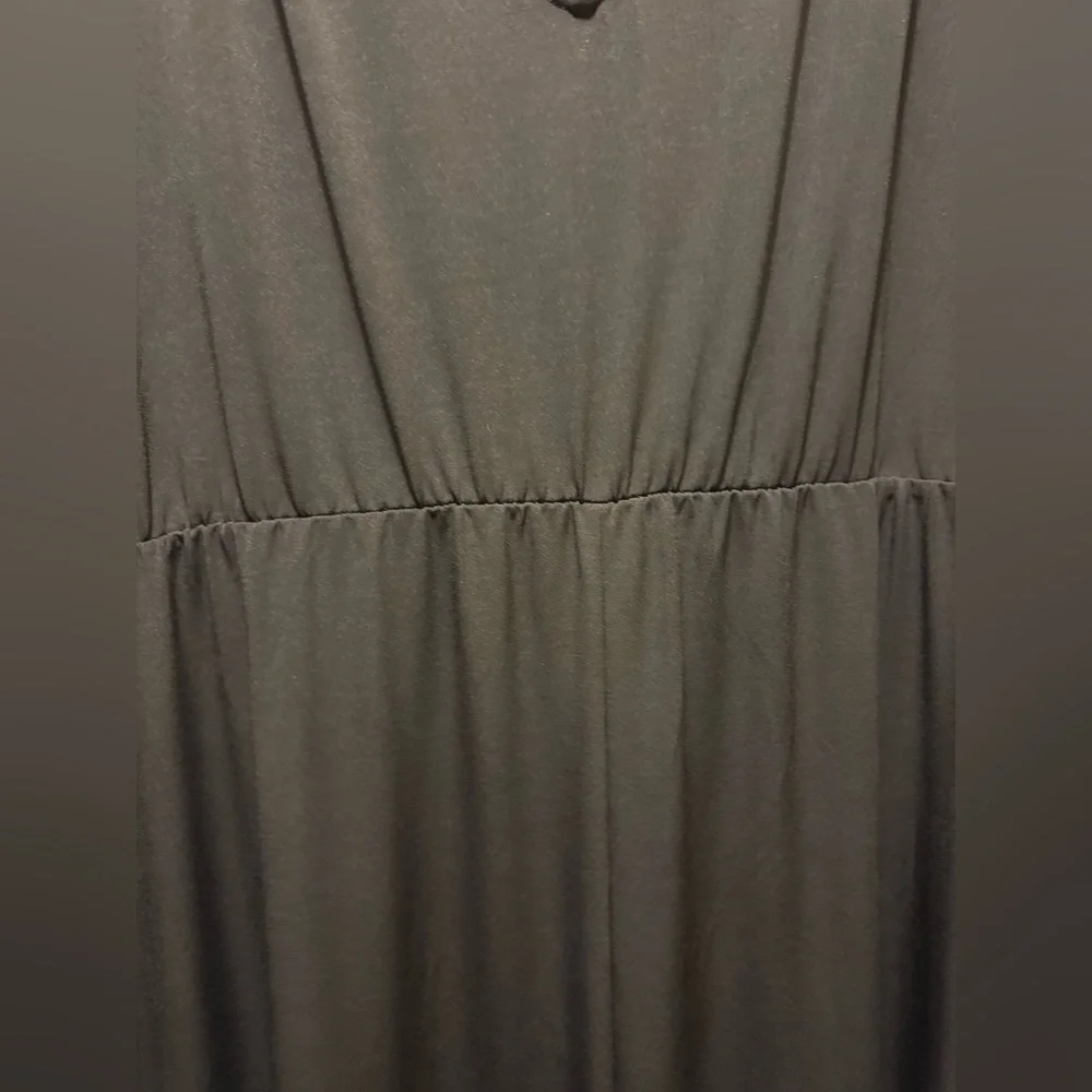 IMAN Global Chic Cinched Shoulder V-Neck Maxi Dress Black Size XL - Picture 9 of 9